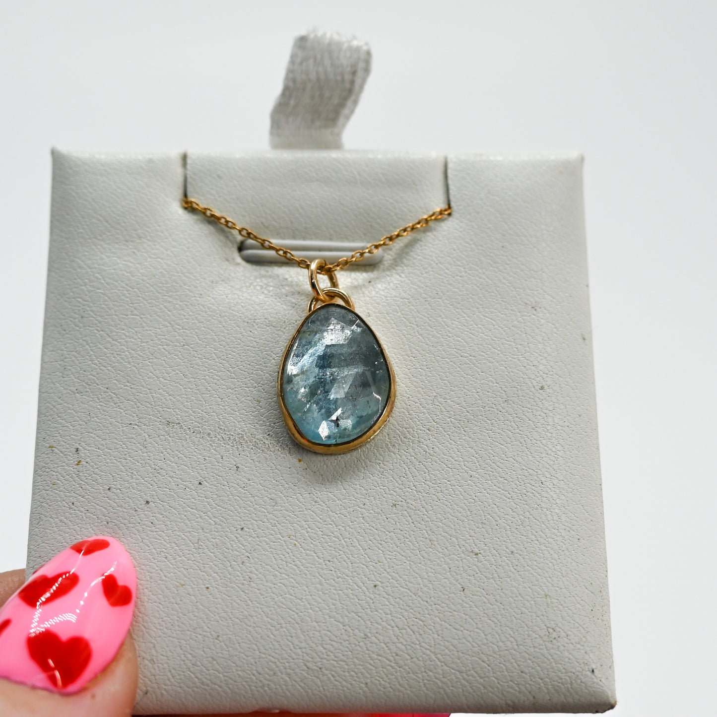 Gold fill rose cut aquamarine necklace