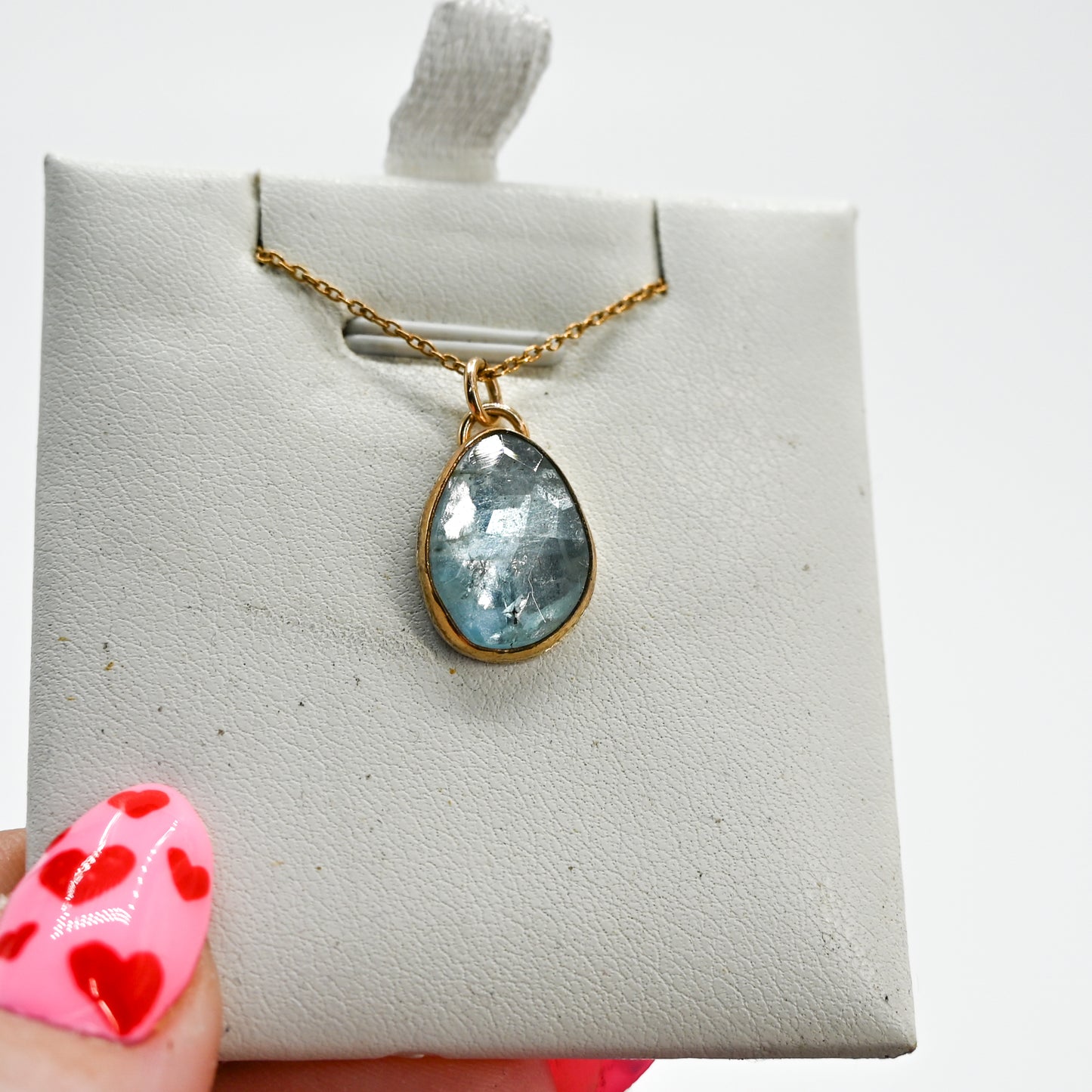 Gold fill rose cut aquamarine necklace