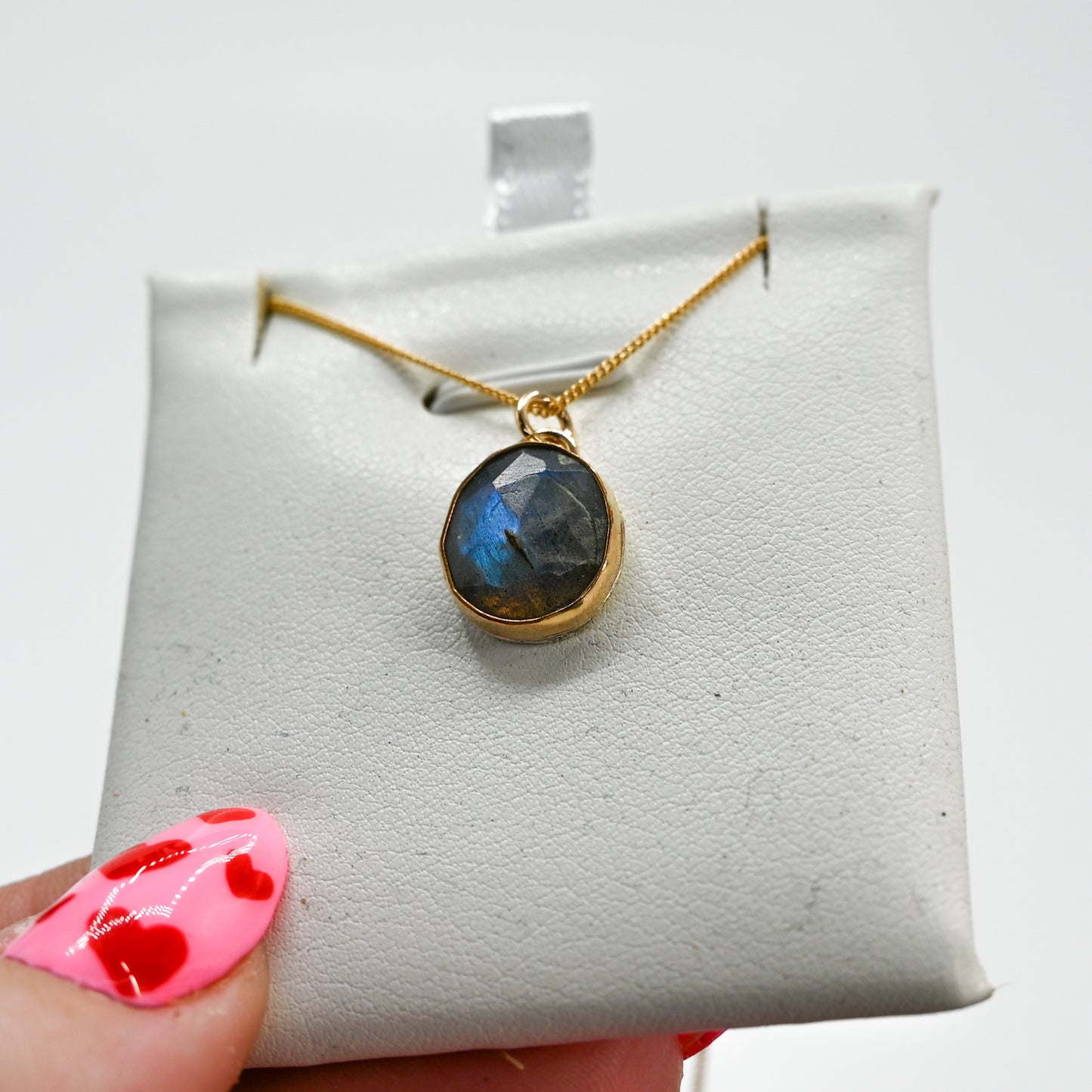 Gold fill rose cut labradorite necklace