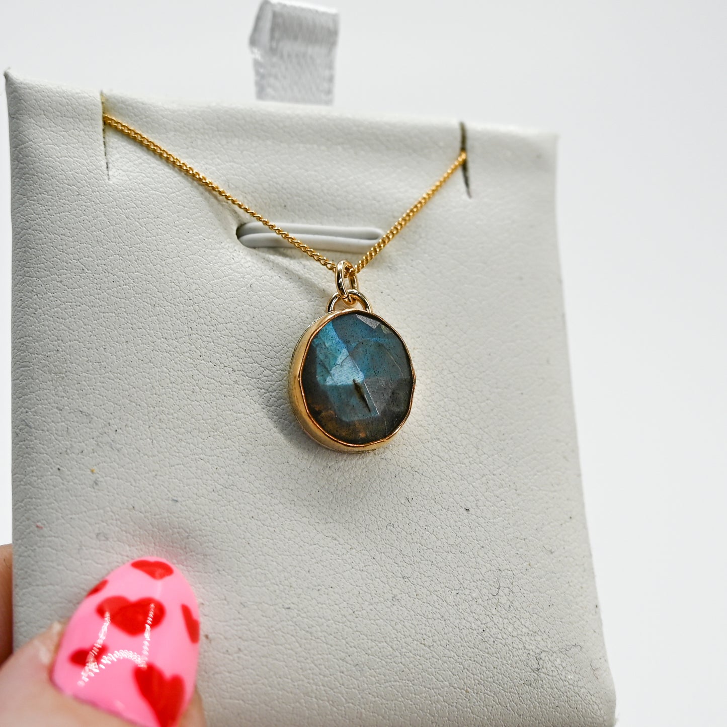Gold fill rose cut labradorite necklace