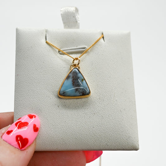 Gold fill triangle larimar necklace