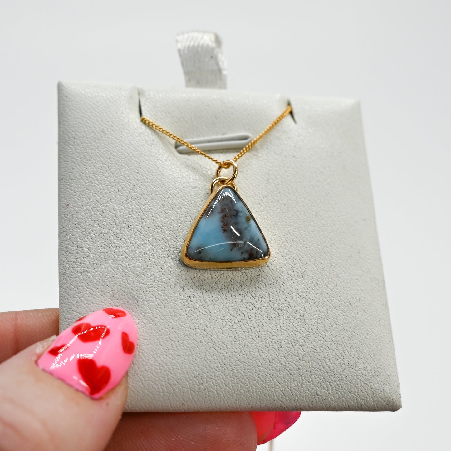Gold fill triangle larimar necklace