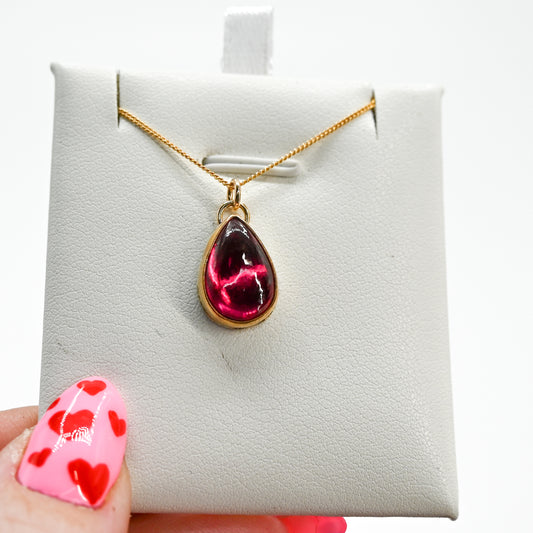 Gold fill pear ruby necklace