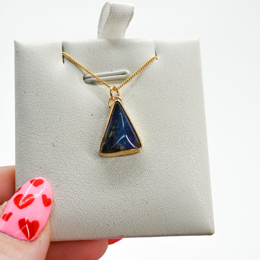 Gold fill Australian boulder opal necklace