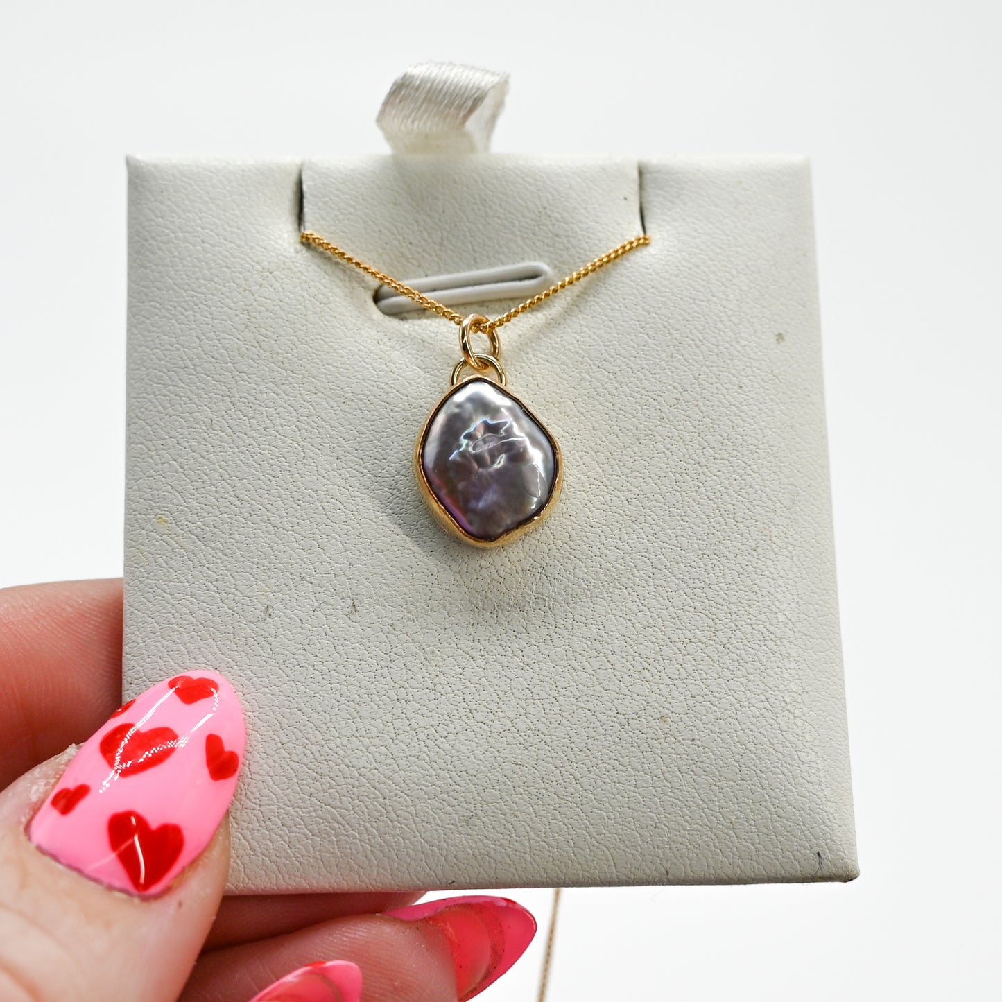 Gold fill purple lustrous keshi pearl necklace