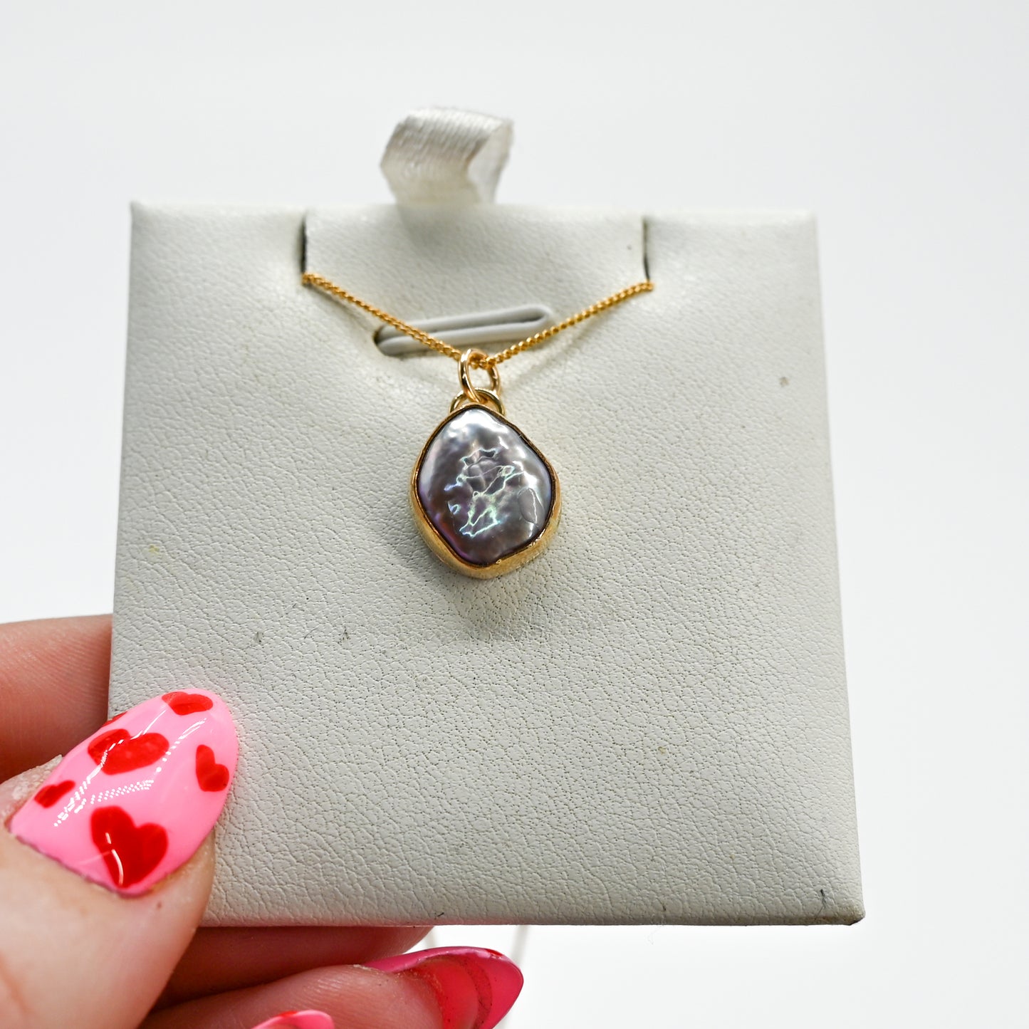 Gold fill purple lustrous keshi pearl necklace