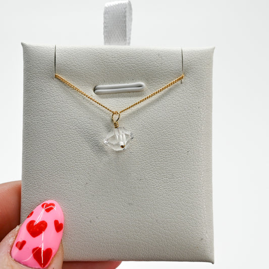 Gold fill herkimer bead necklace