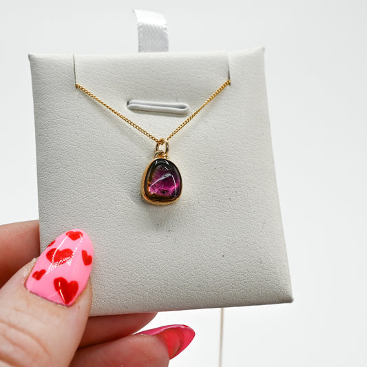 Gold fill watermelon tourmaline necklace