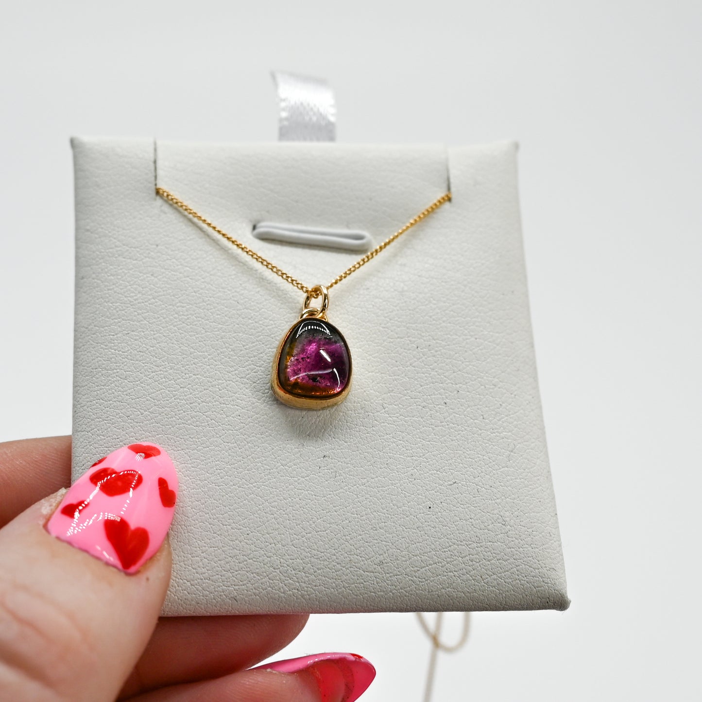 Gold fill watermelon tourmaline necklace