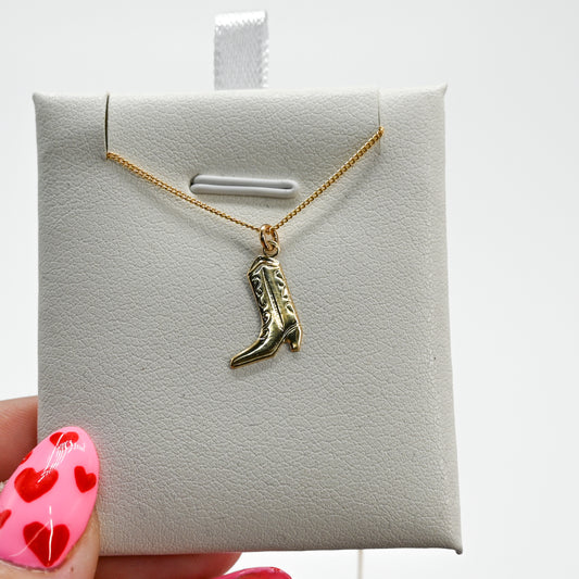 Gold fill cowboy boot charm necklace