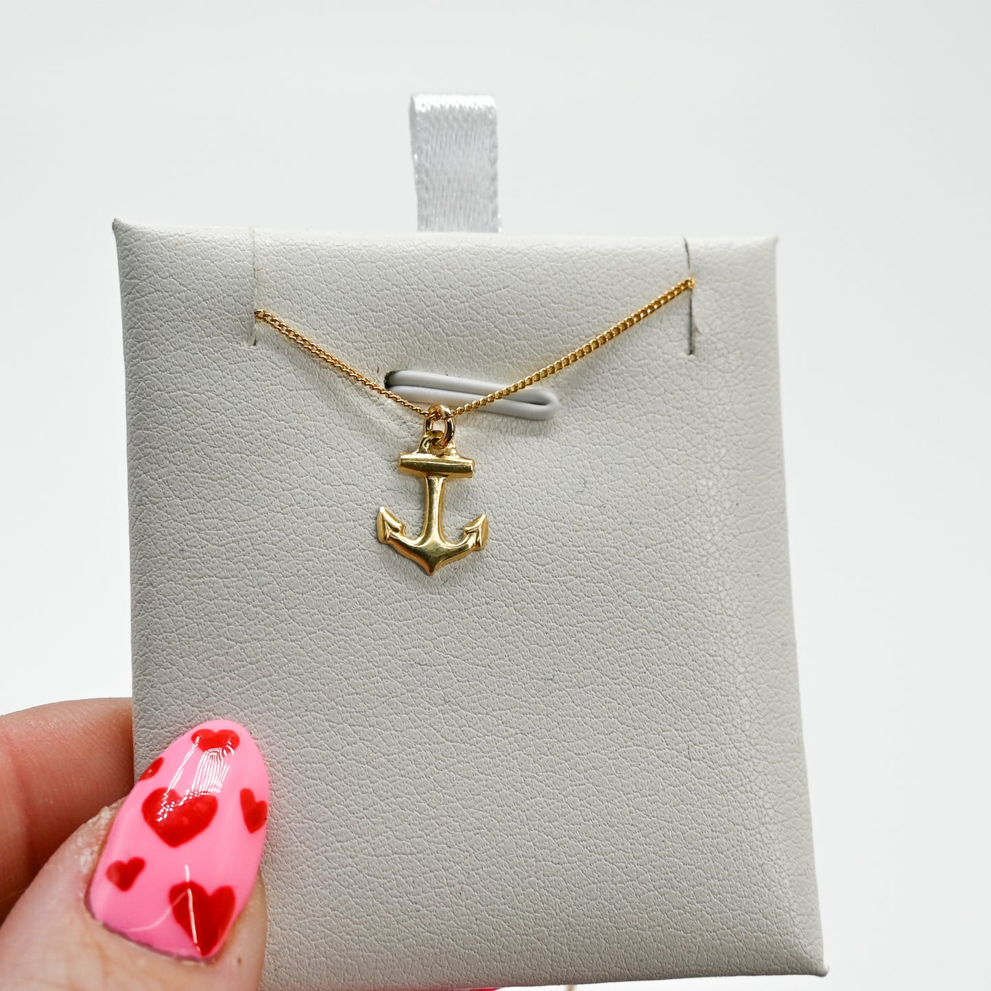 Gold fill anchor charm necklace
