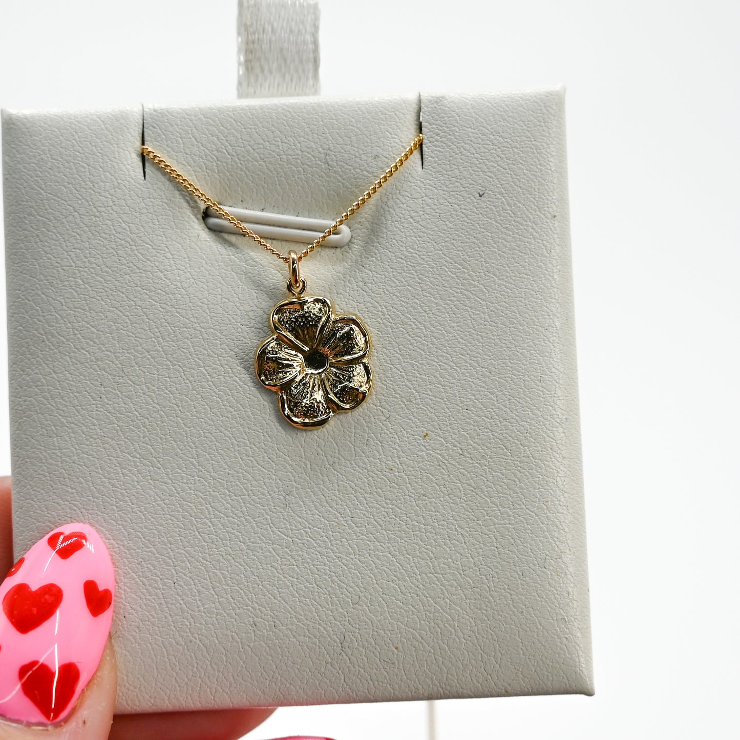 Gold fill flower hibiscus charm necklace