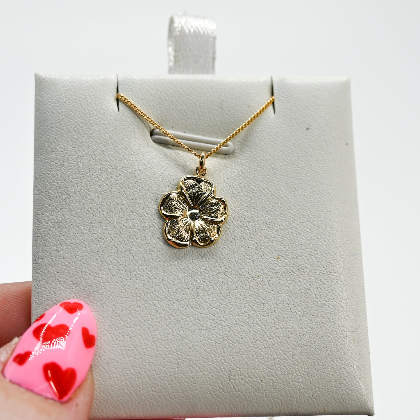 Gold fill flower hibiscus charm necklace
