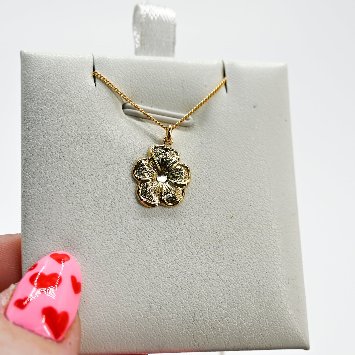 Gold fill flower hibiscus charm necklace