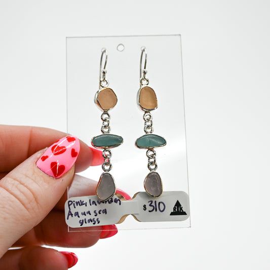 Pastel sea glass earring dangles