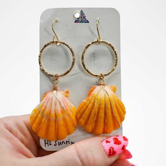 Gold fill Hawaiian sunrise shell earrings