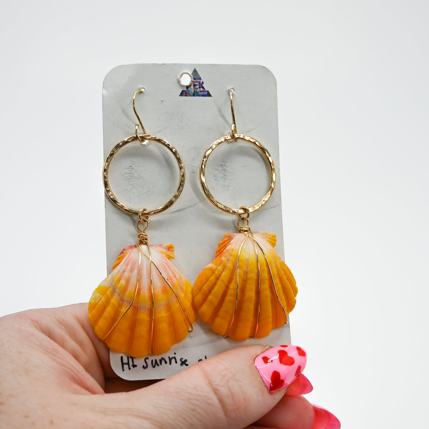 Gold fill Hawaiian sunrise shell earrings