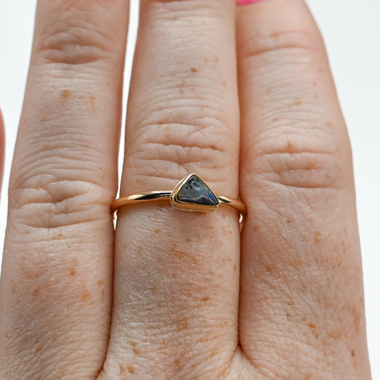 Gold fill Australian boulder opal size 8