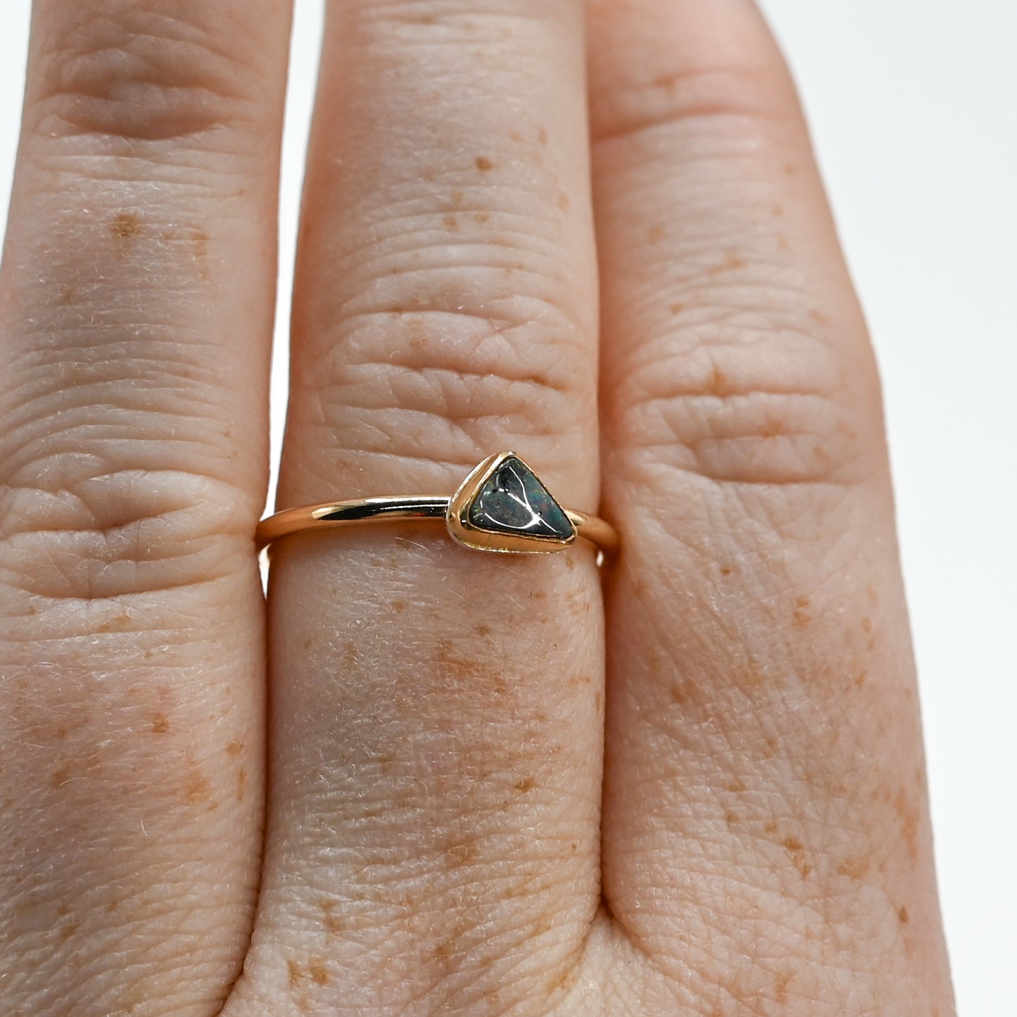 Gold fill Australian boulder opal size 8