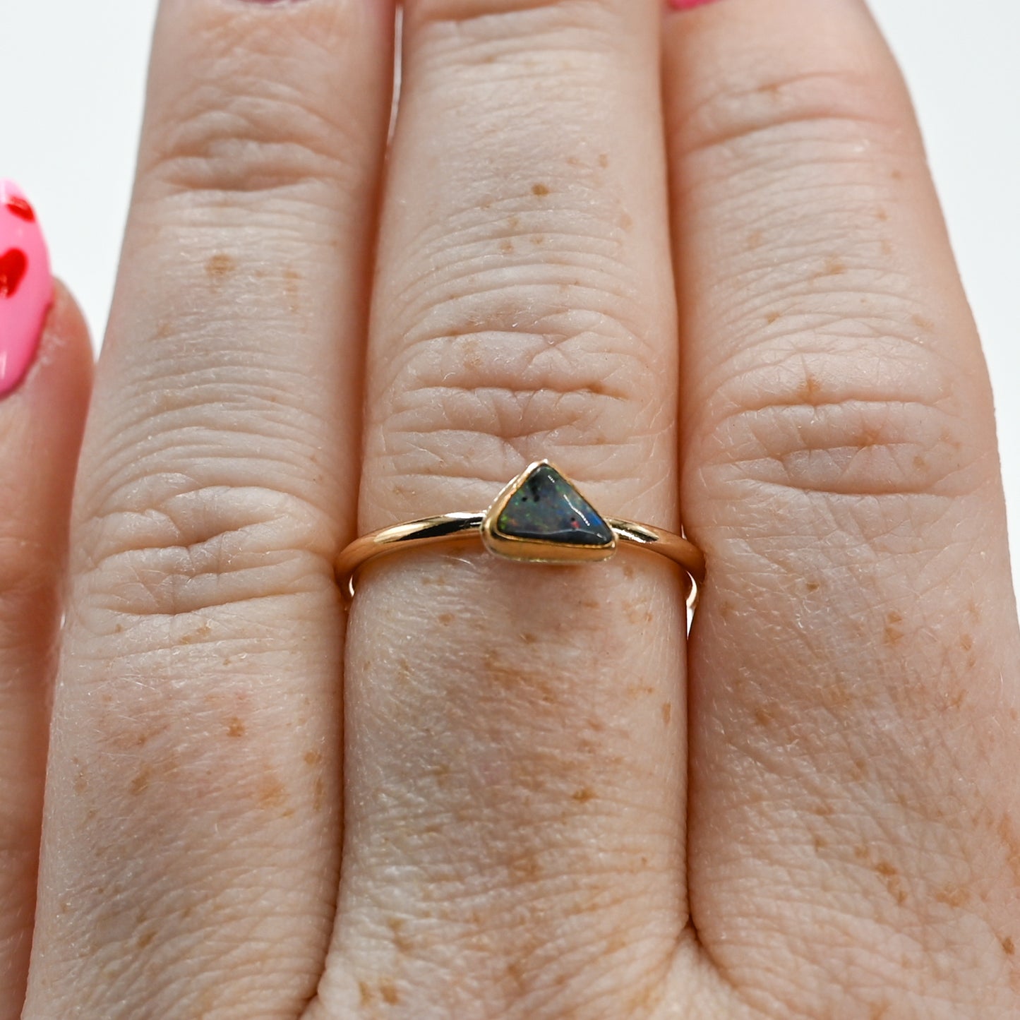 Gold fill Australian boulder opal size 8