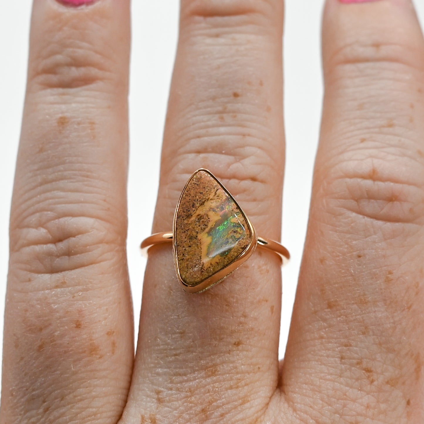Gold fill flashy Australian boulder opal size 8.25