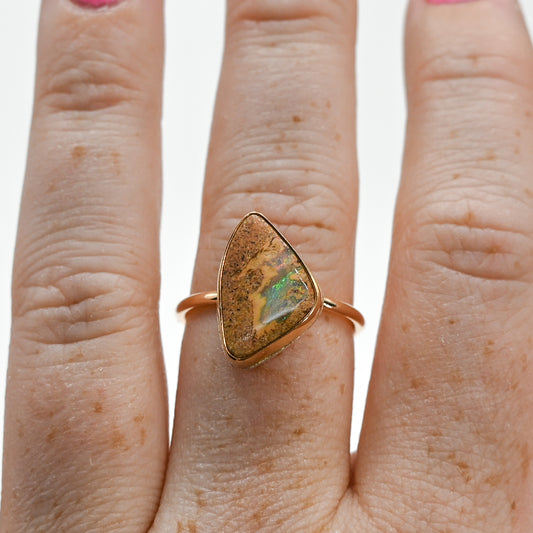 Gold fill flashy Australian boulder opal size 8.25
