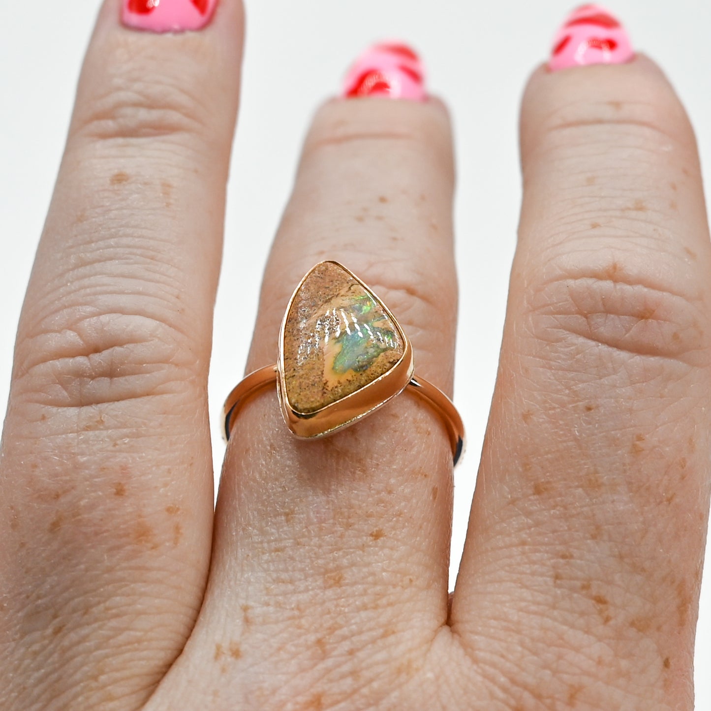 Gold fill flashy Australian boulder opal size 8.25