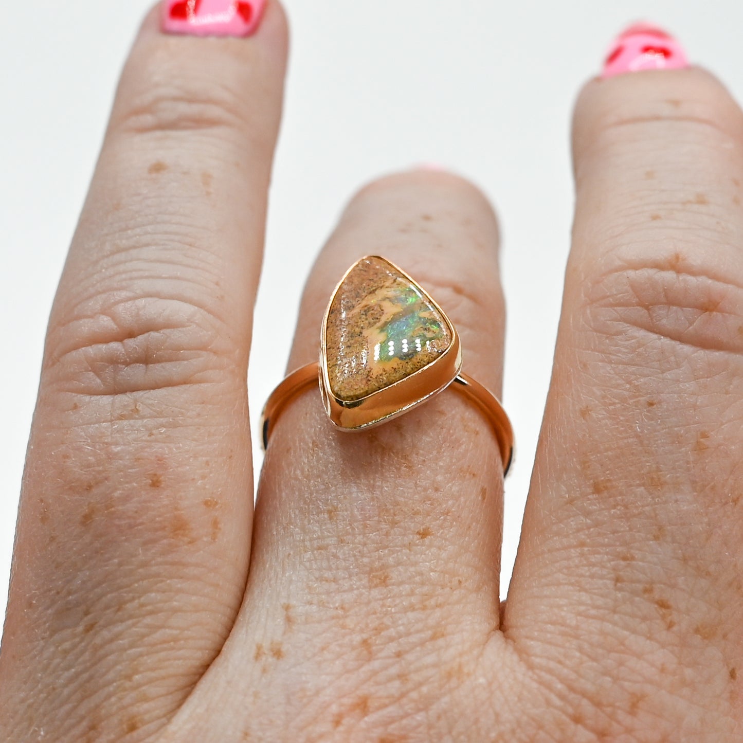 Gold fill flashy Australian boulder opal size 8.25
