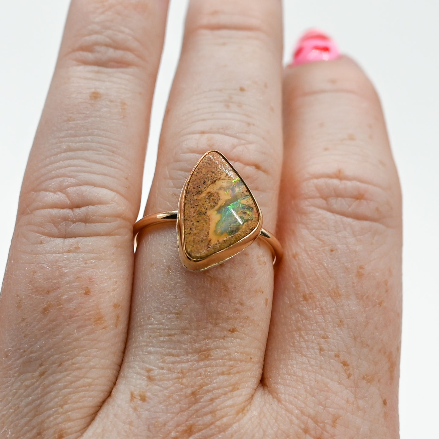 Gold fill flashy Australian boulder opal size 8.25