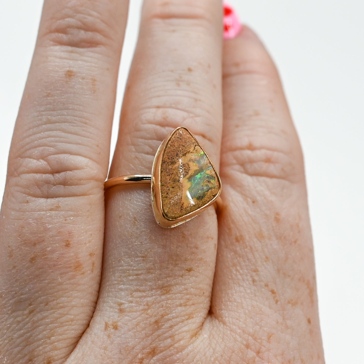 Gold fill flashy Australian boulder opal size 8.25