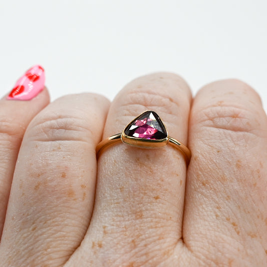 Gold fill rose cut rhodolite garnet size 8.5