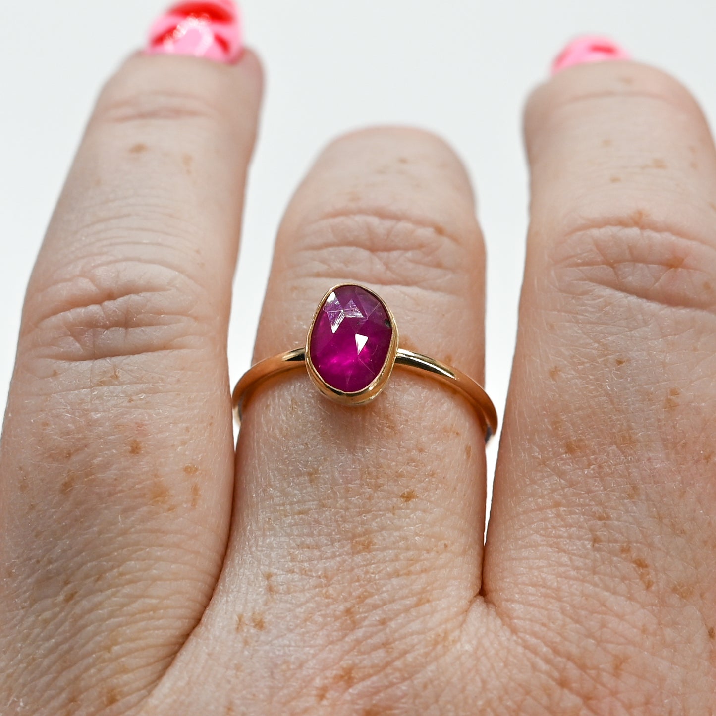 Gold fill rose cut ruby size 8.5