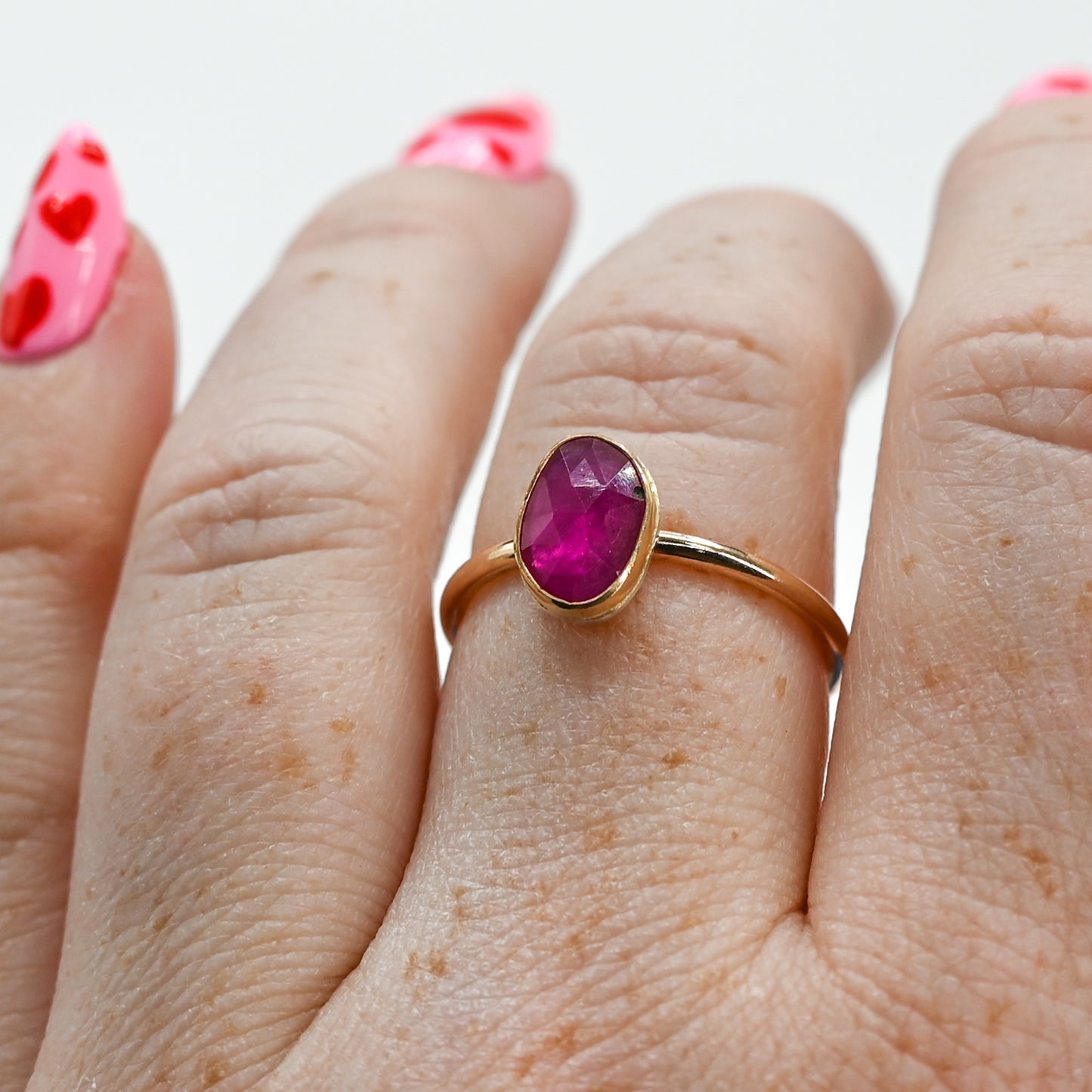 Gold fill rose cut ruby size 8.5