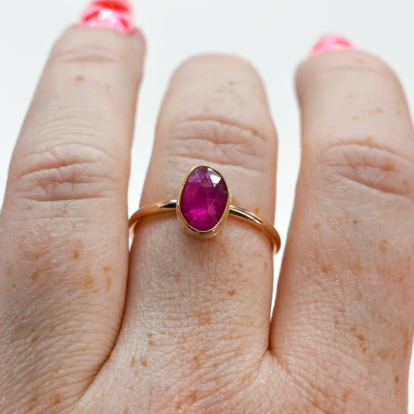 Gold fill rose cut ruby size 8.5