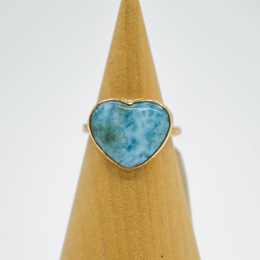 Gold fill xl heart larimar size 7