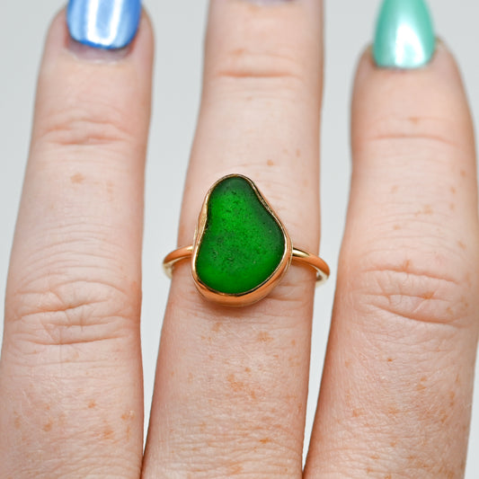 Gold fill xl green sea glass size 7.75