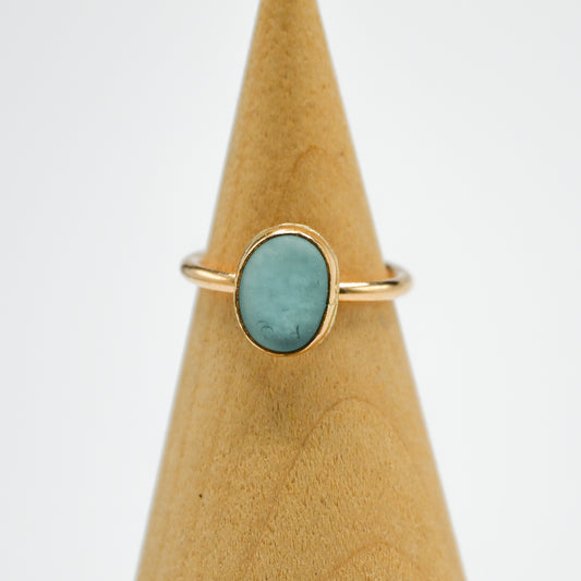 Gold fill aqua sea glass size 4
