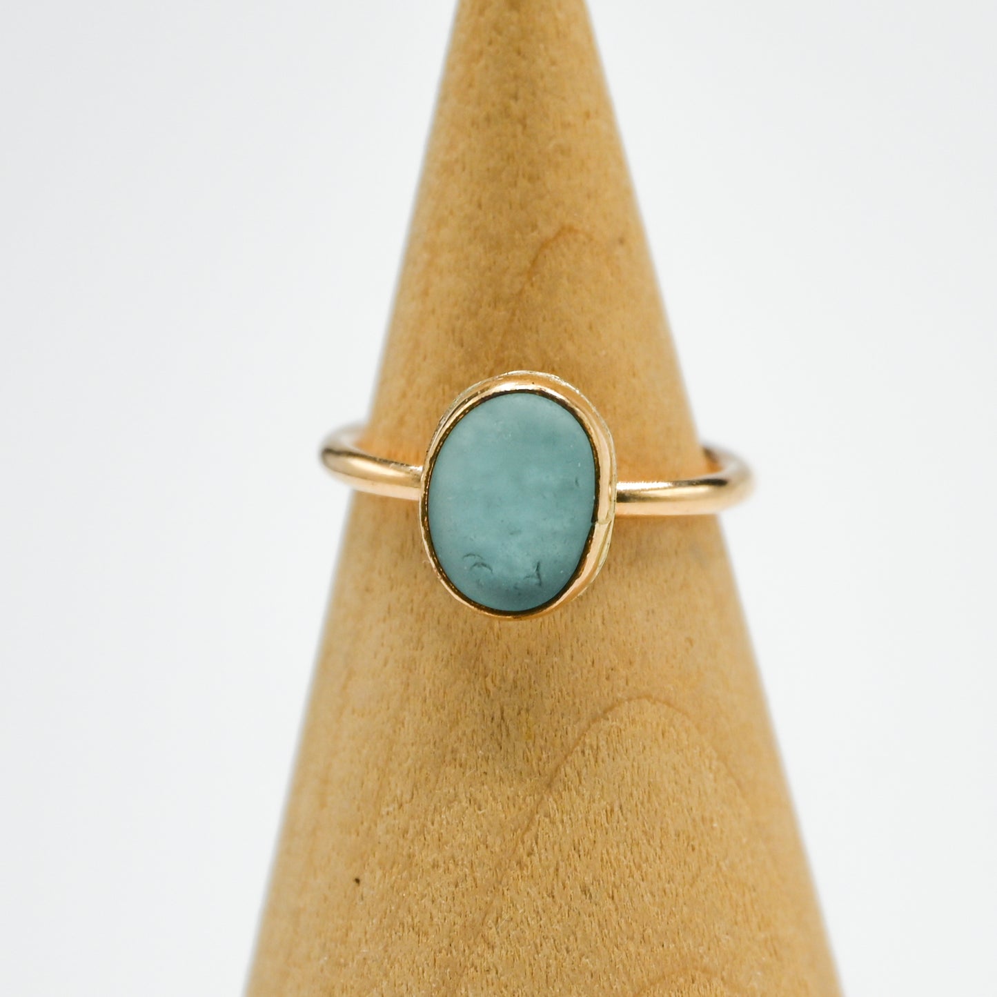 Gold fill aqua sea glass size 4