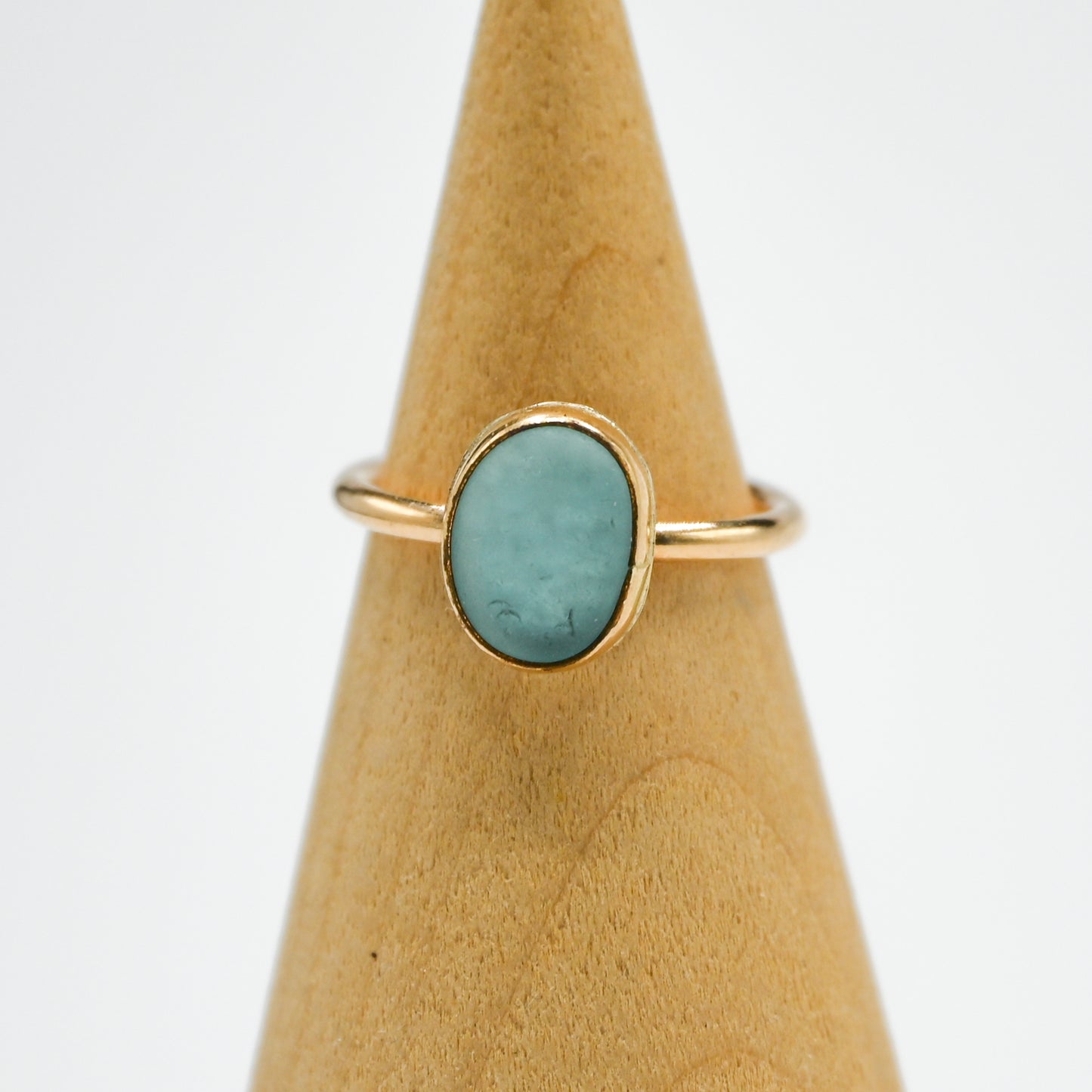 Gold fill aqua sea glass size 4