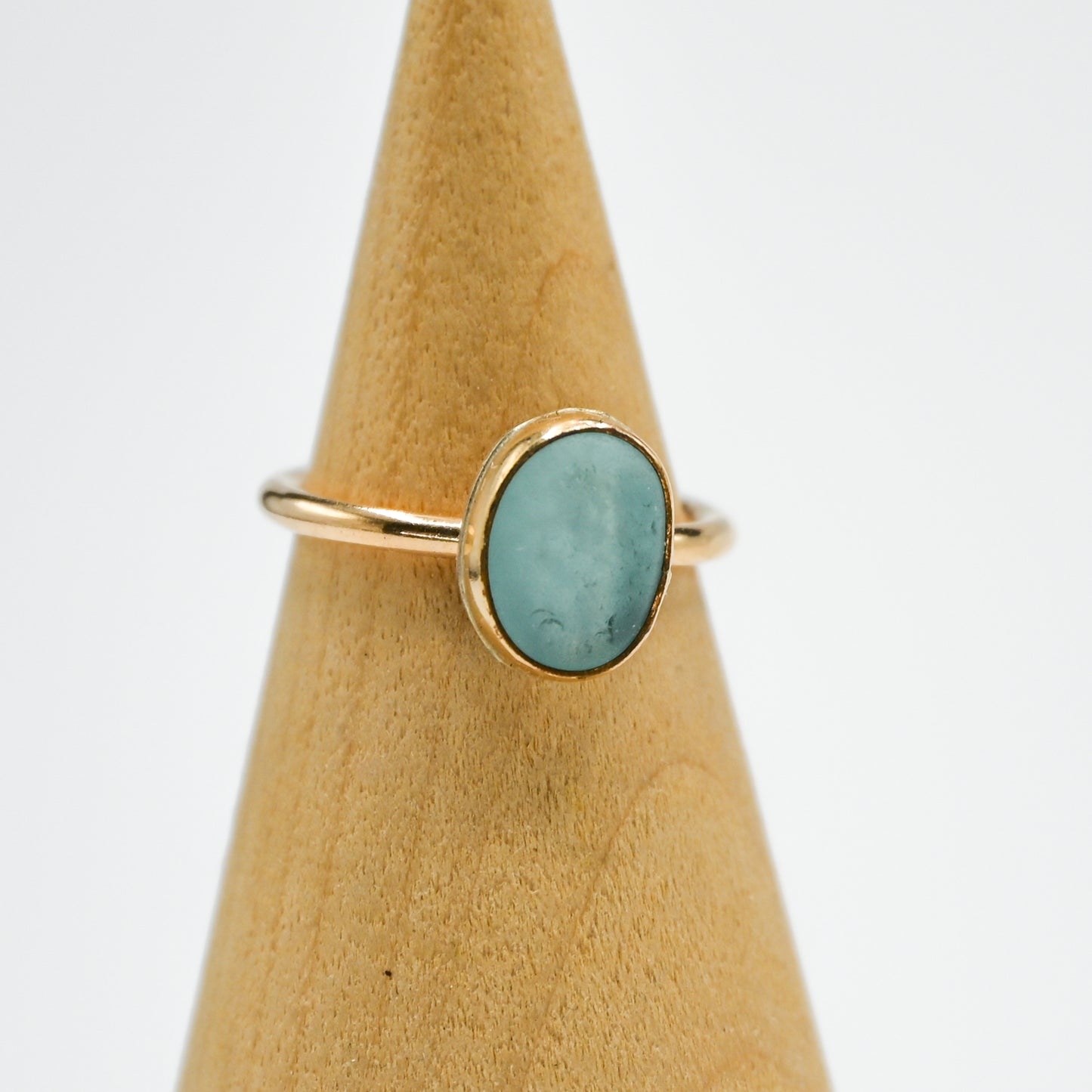 Gold fill aqua sea glass size 4