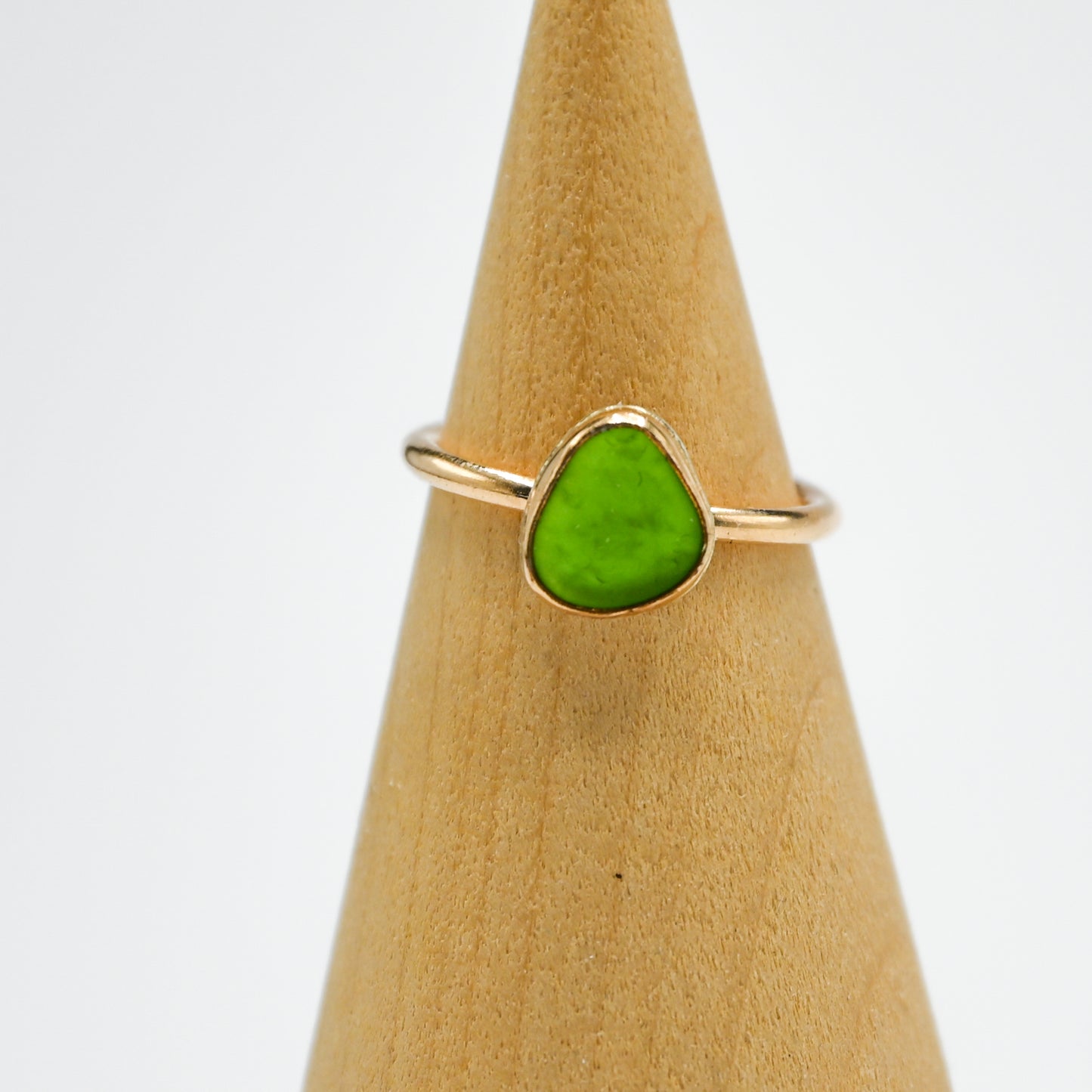 Gold fill green sea glass size 4.5