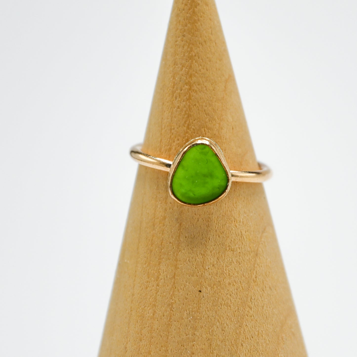 Gold fill green sea glass size 4.5