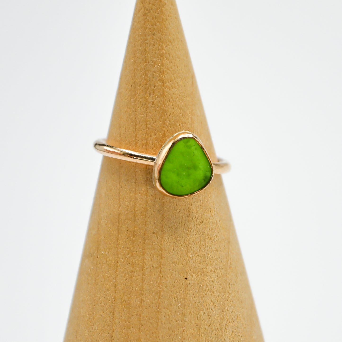 Gold fill green sea glass size 4.5