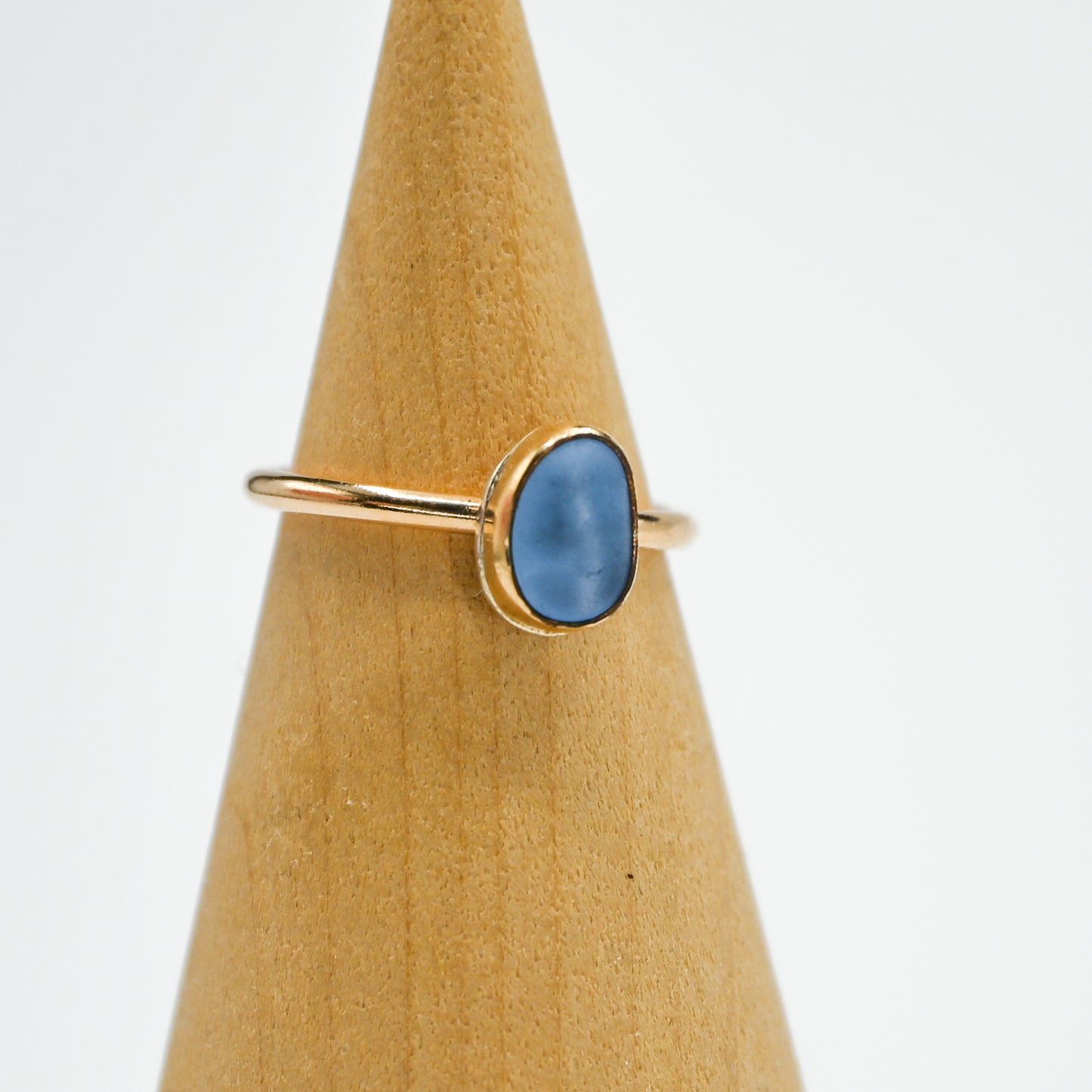 Gold fill cornflower sea glass size 4.75