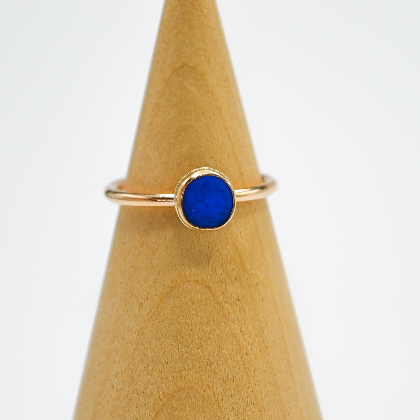 Gold fill cobalt sea glass size 6.25