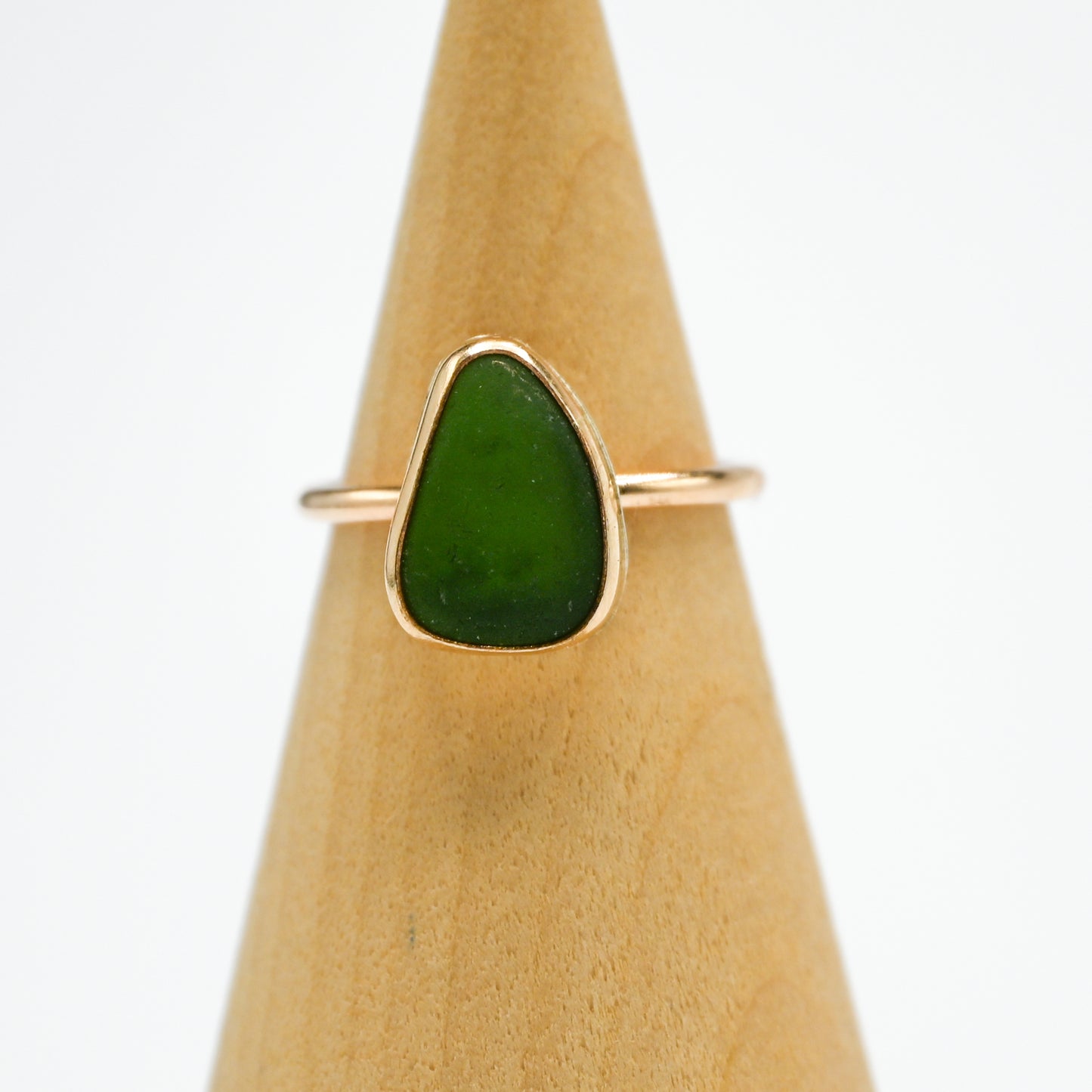 Gold fill olive sea glass size 6.5