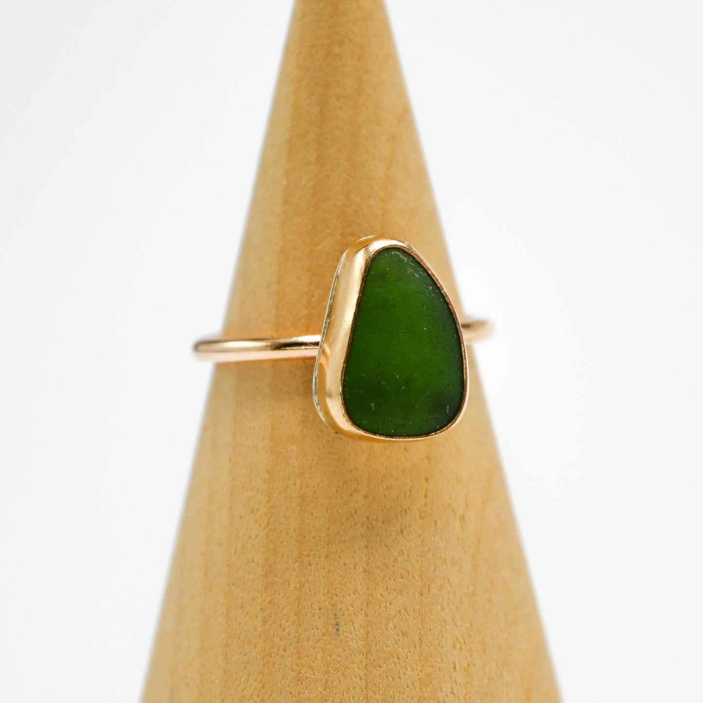 Gold fill olive sea glass size 6.5