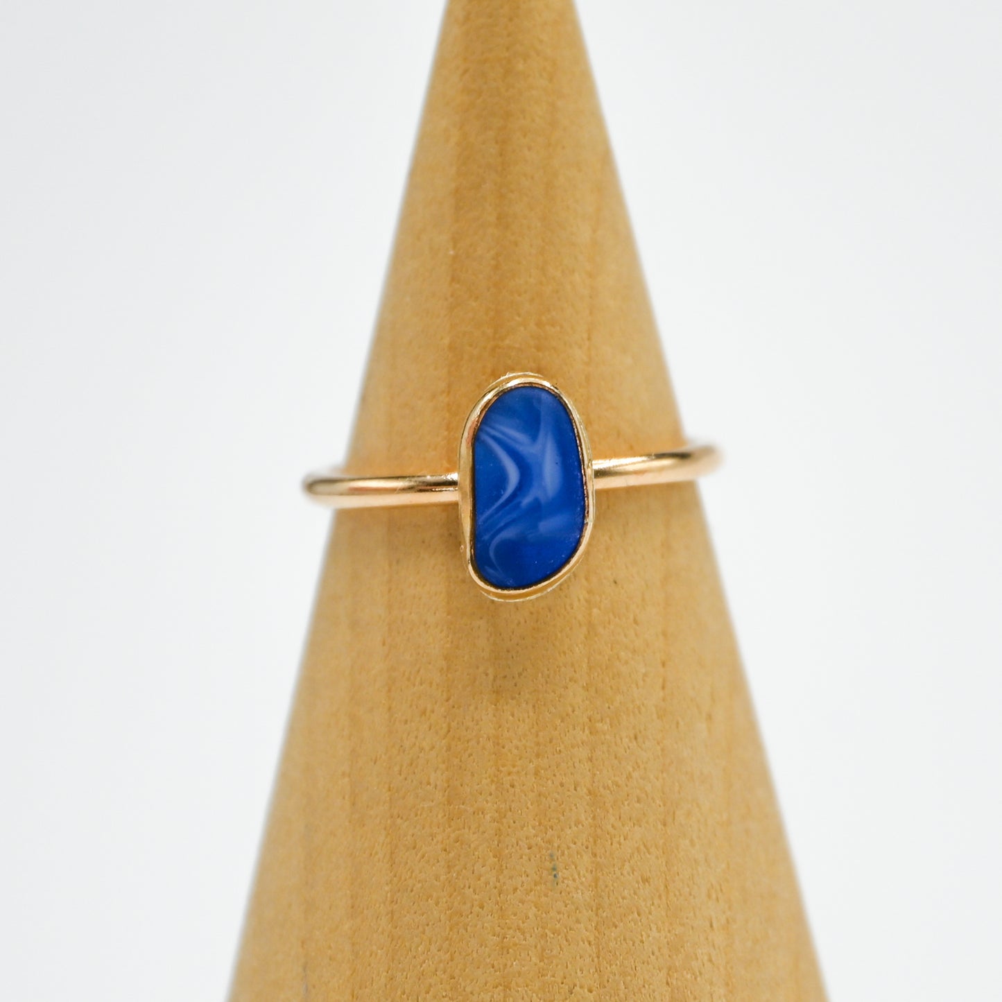 Gold fill multi blue and white sea glass size 6.5