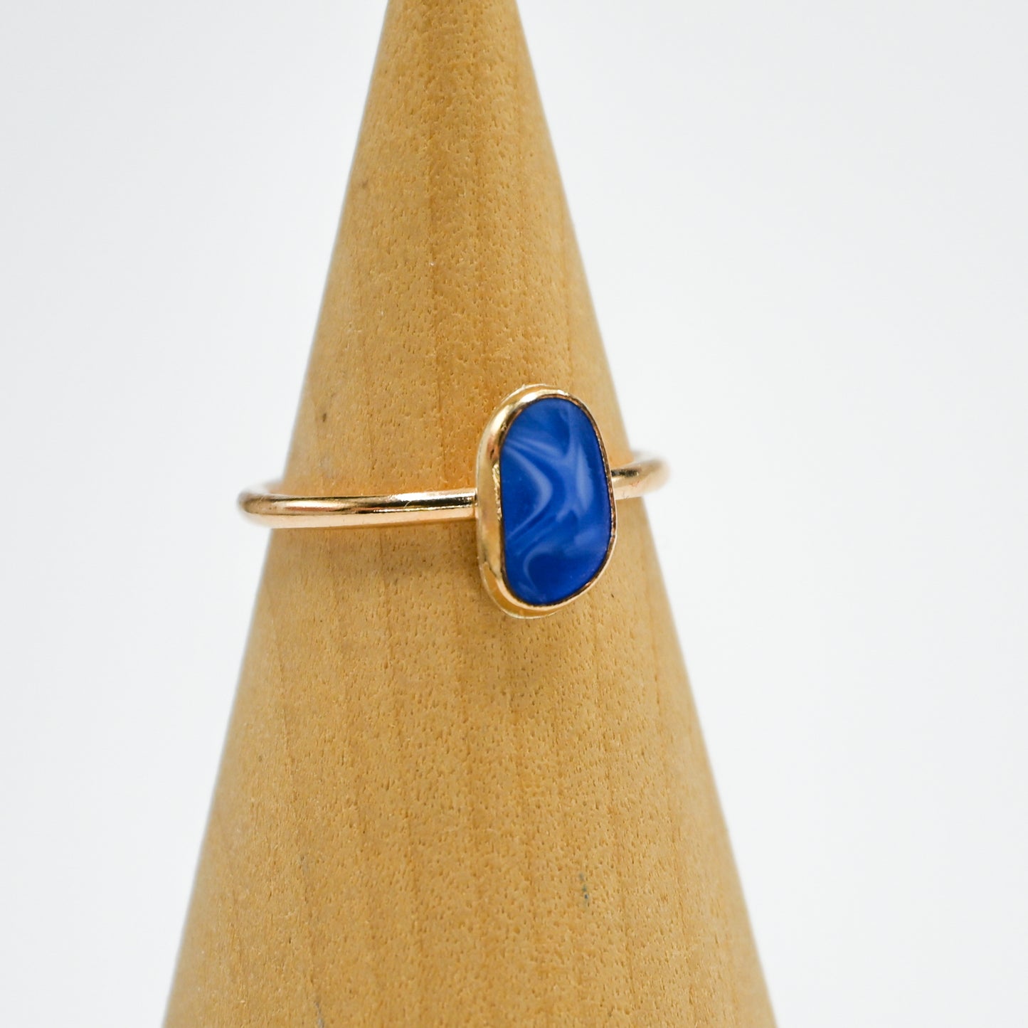 Gold fill multi blue and white sea glass size 6.5