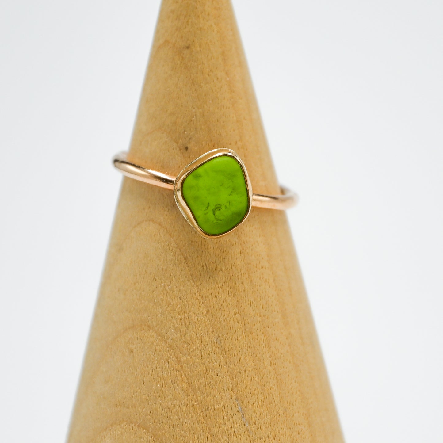 Gold fill lime sea glass size 7